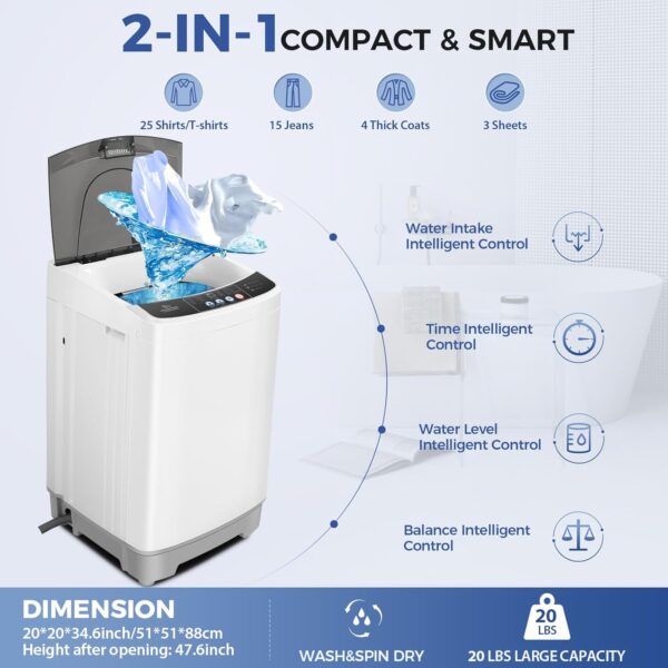 20Lbs Portable Washing Machine with Drain Pump - Image 3